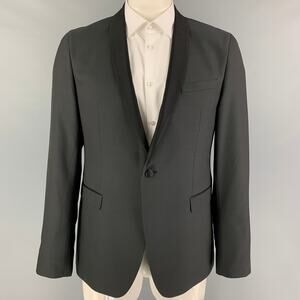 SAND Size 46 Black Nailhead Wool Blend Shawl Collar Sport Coat
